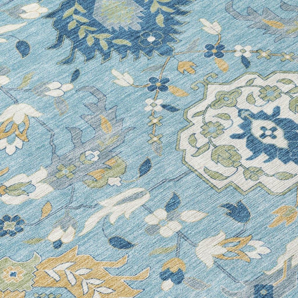 Ilyara Blue Washable Indoor-Outdoor Rug-Outdoor Rugs-LOOMLAN Rugs-LOOMLAN