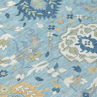 Ilyara Blue Washable Indoor-Outdoor Rug-Outdoor Rugs-LOOMLAN Rugs-LOOMLAN