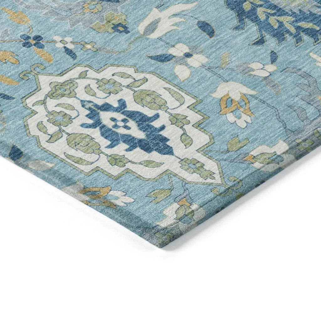 Ilyara Blue Washable Indoor-Outdoor Rug-Outdoor Rugs-LOOMLAN Rugs-LOOMLAN