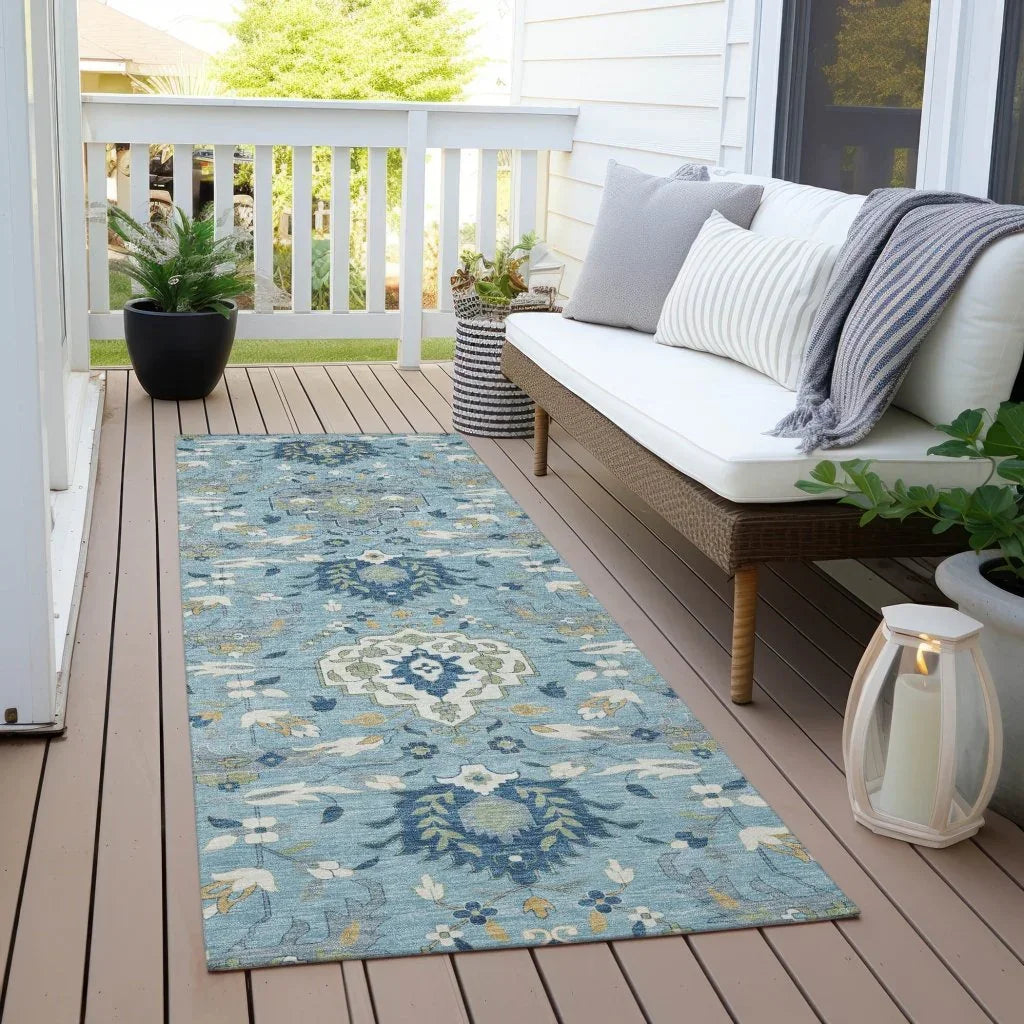 Ilyara Blue Washable Indoor-Outdoor Rug-Outdoor Rugs-LOOMLAN Rugs-LOOMLAN