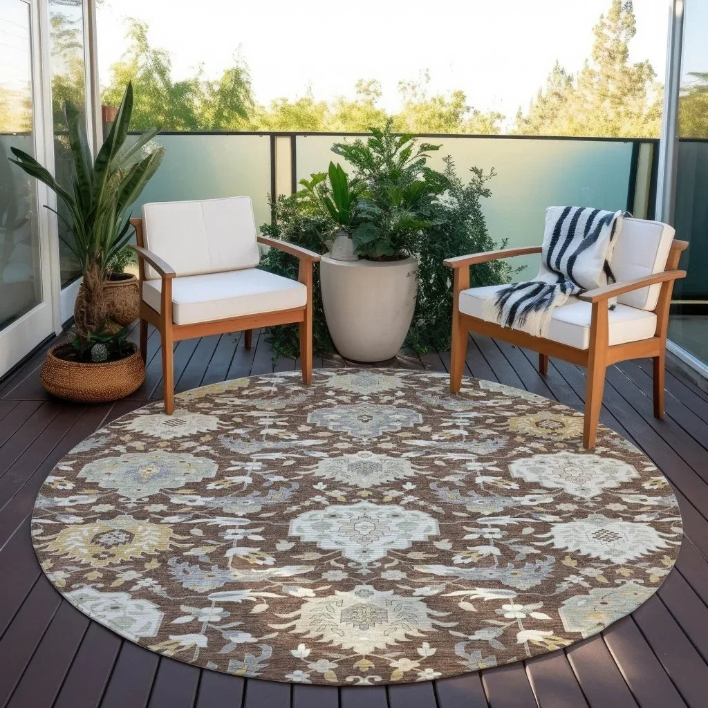 Ilyara Brown Washable Indoor-Outdoor Rug-Outdoor Rugs-LOOMLAN Rugs-LOOMLAN