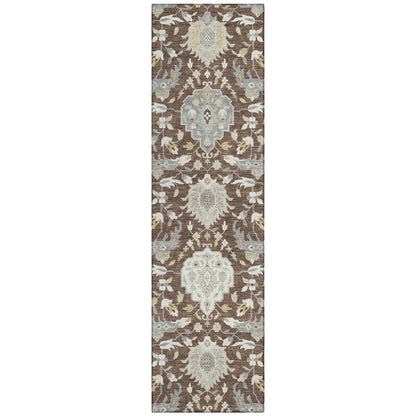 Ilyara Brown Washable Indoor-Outdoor Rug-Outdoor Rugs-LOOMLAN Rugs-2'3" x 7'6"-LOOMLAN