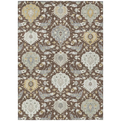 Ilyara Brown Washable Indoor-Outdoor Rug-Outdoor Rugs-LOOMLAN Rugs-2'6" x 3'10"-LOOMLAN