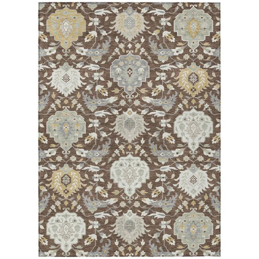 Ilyara Brown Washable Indoor-Outdoor Rug-Outdoor Rugs-LOOMLAN Rugs-2'6" x 3'10"-LOOMLAN