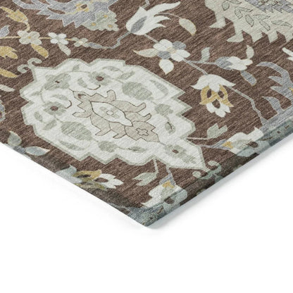 Ilyara Brown Washable Indoor-Outdoor Rug-Outdoor Rugs-LOOMLAN Rugs-LOOMLAN