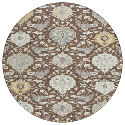 Ilyara Brown Washable Indoor-Outdoor Rug-Outdoor Rugs-LOOMLAN Rugs-8' x 8'-LOOMLAN