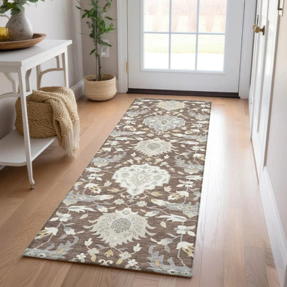 Ilyara Brown Washable Indoor-Outdoor Rug-Outdoor Rugs-LOOMLAN Rugs-LOOMLAN
