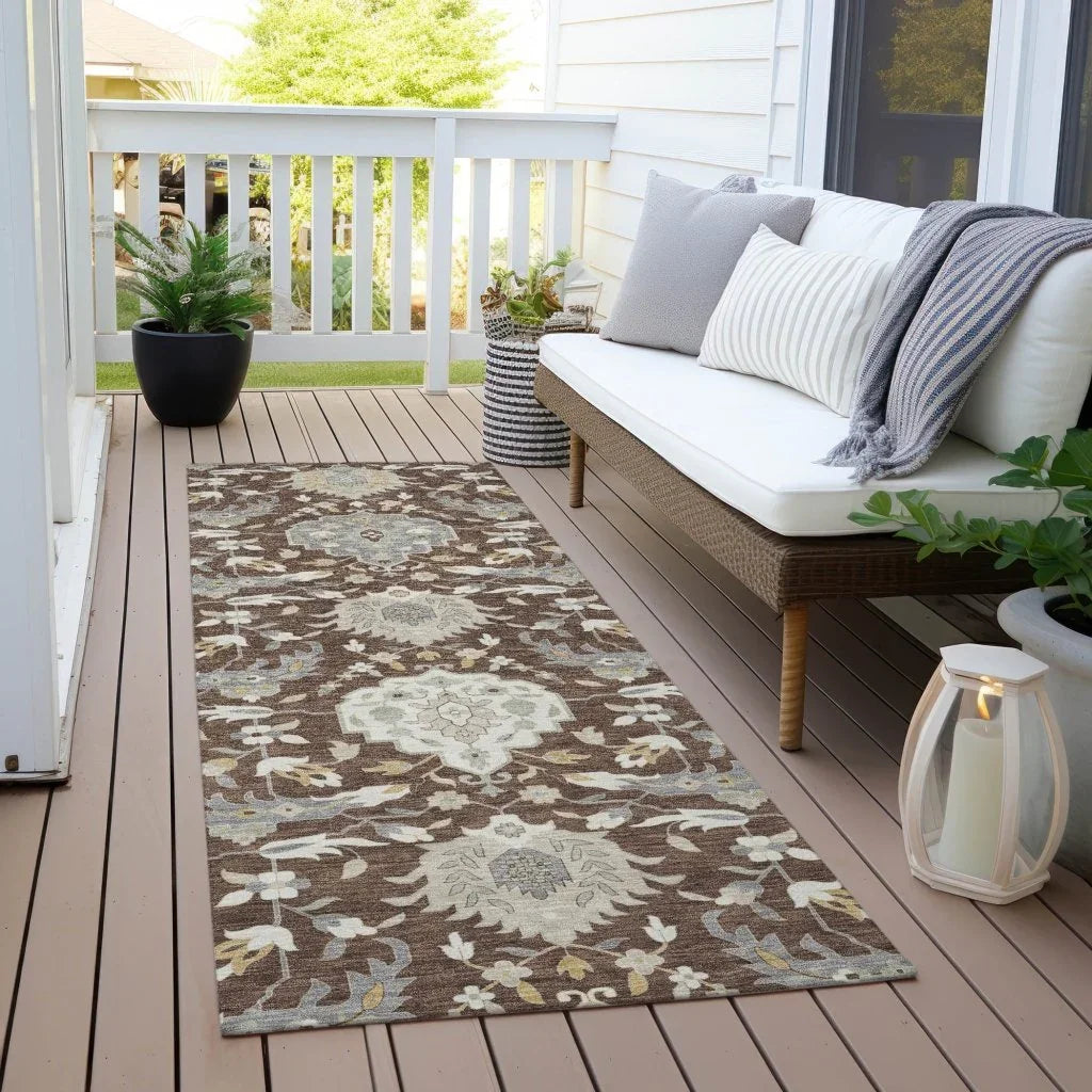 Ilyara Brown Washable Indoor-Outdoor Rug-Outdoor Rugs-LOOMLAN Rugs-LOOMLAN