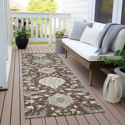 Ilyara Brown Washable Indoor-Outdoor Rug-Outdoor Rugs-LOOMLAN Rugs-LOOMLAN