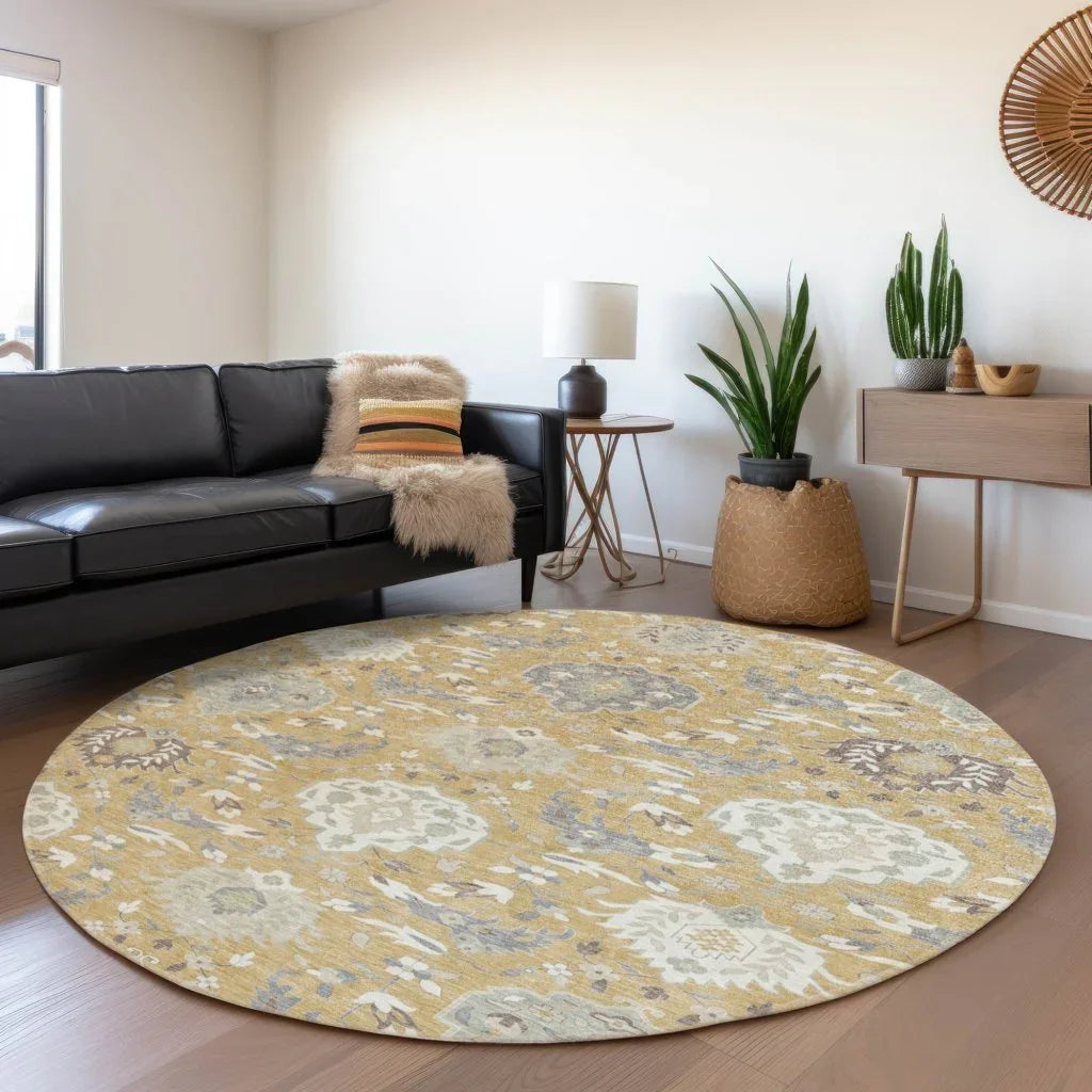 Ilyara Gold Washable Indoor-Outdoor Rug-Outdoor Rugs-LOOMLAN Rugs-LOOMLAN