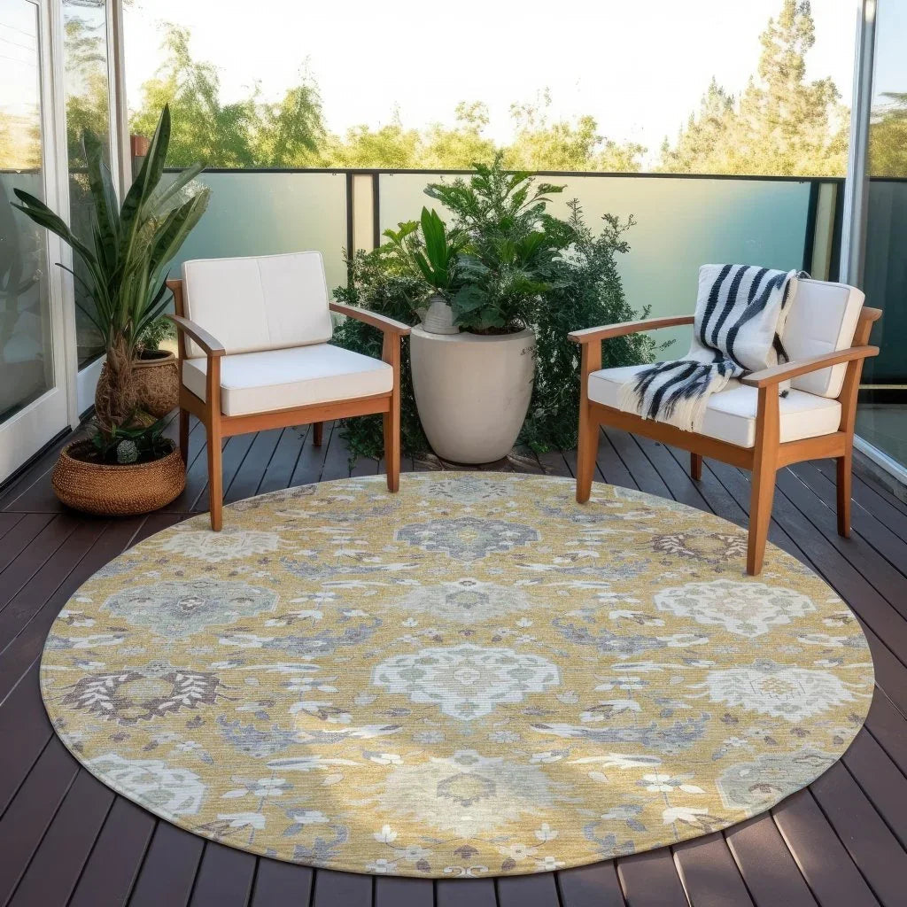 Ilyara Gold Washable Indoor-Outdoor Rug-Outdoor Rugs-LOOMLAN Rugs-LOOMLAN