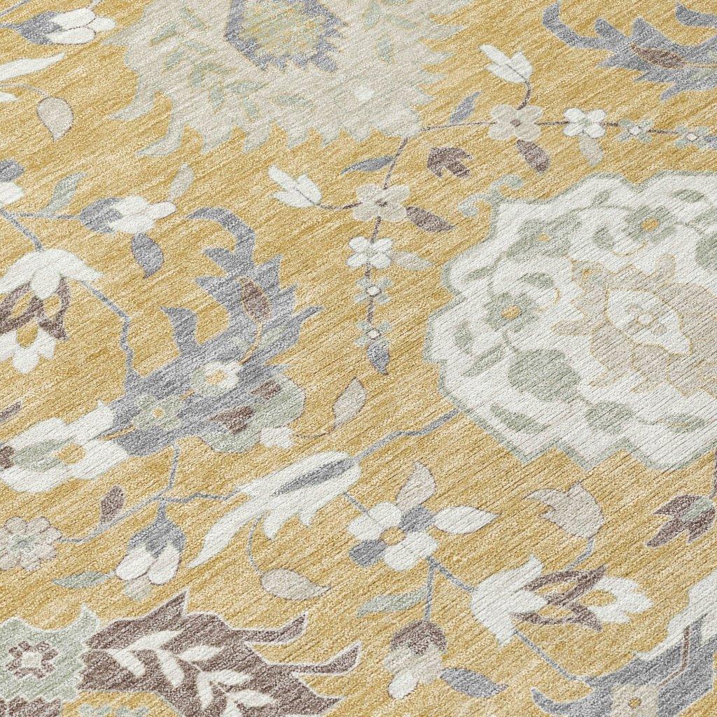 Ilyara Gold Washable Indoor-Outdoor Rug-Outdoor Rugs-LOOMLAN Rugs-LOOMLAN
