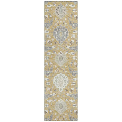 Ilyara Gold Washable Indoor-Outdoor Rug-Outdoor Rugs-LOOMLAN Rugs-2'3" x 7'6"-LOOMLAN