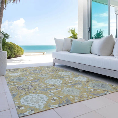 Ilyara Gold Washable Indoor-Outdoor Rug-Outdoor Rugs-LOOMLAN Rugs-LOOMLAN