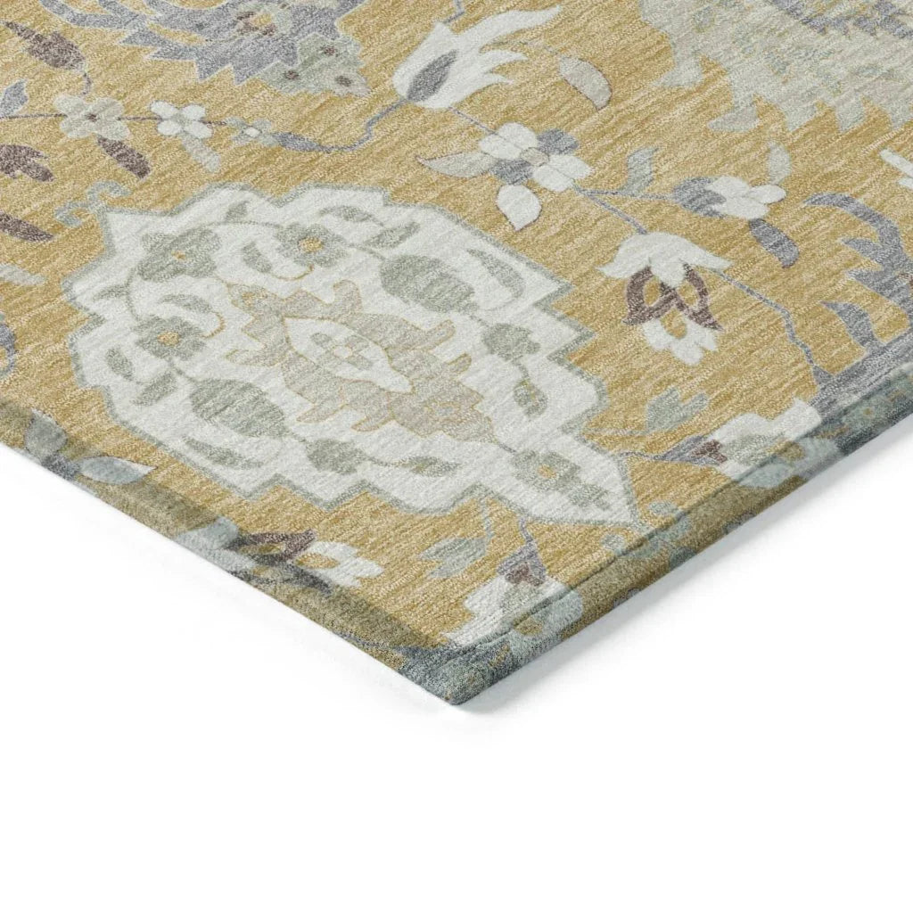 Ilyara Gold Washable Indoor-Outdoor Rug-Outdoor Rugs-LOOMLAN Rugs-LOOMLAN