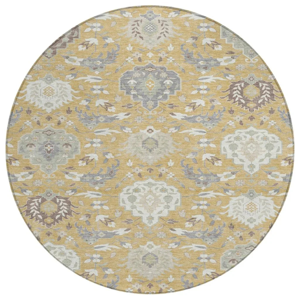 Ilyara Gold Washable Indoor-Outdoor Rug-Outdoor Rugs-LOOMLAN Rugs-8' x 8'-LOOMLAN