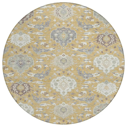 Ilyara Gold Washable Indoor-Outdoor Rug-Outdoor Rugs-LOOMLAN Rugs-8' x 8'-LOOMLAN