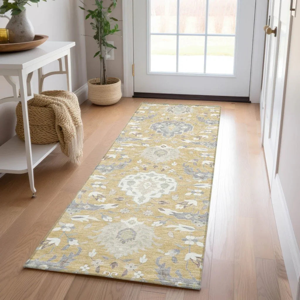 Ilyara Gold Washable Indoor-Outdoor Rug-Outdoor Rugs-LOOMLAN Rugs-LOOMLAN
