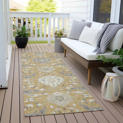 Ilyara Gold Washable Indoor-Outdoor Rug-Outdoor Rugs-LOOMLAN Rugs-LOOMLAN