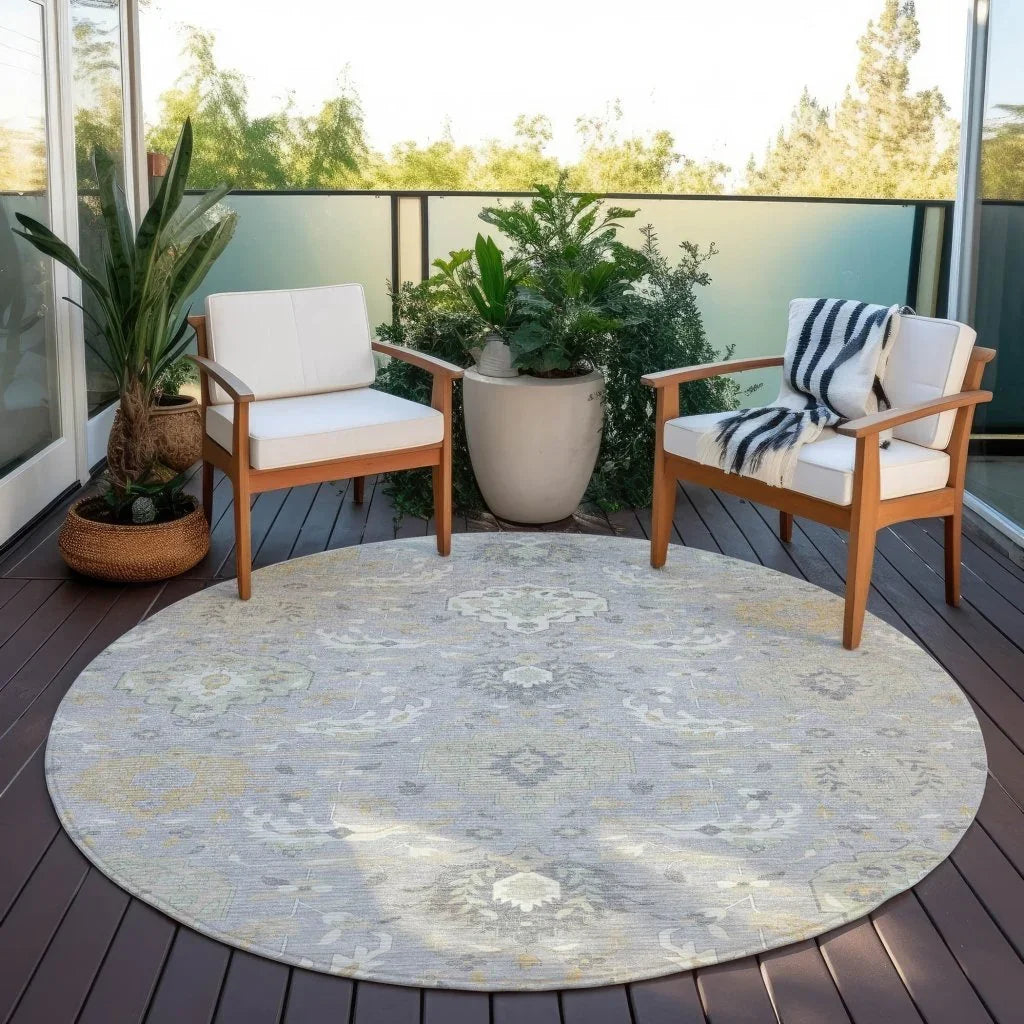 Ilyara Gray Washable Indoor-Outdoor Rug-Outdoor Rugs-LOOMLAN Rugs-LOOMLAN