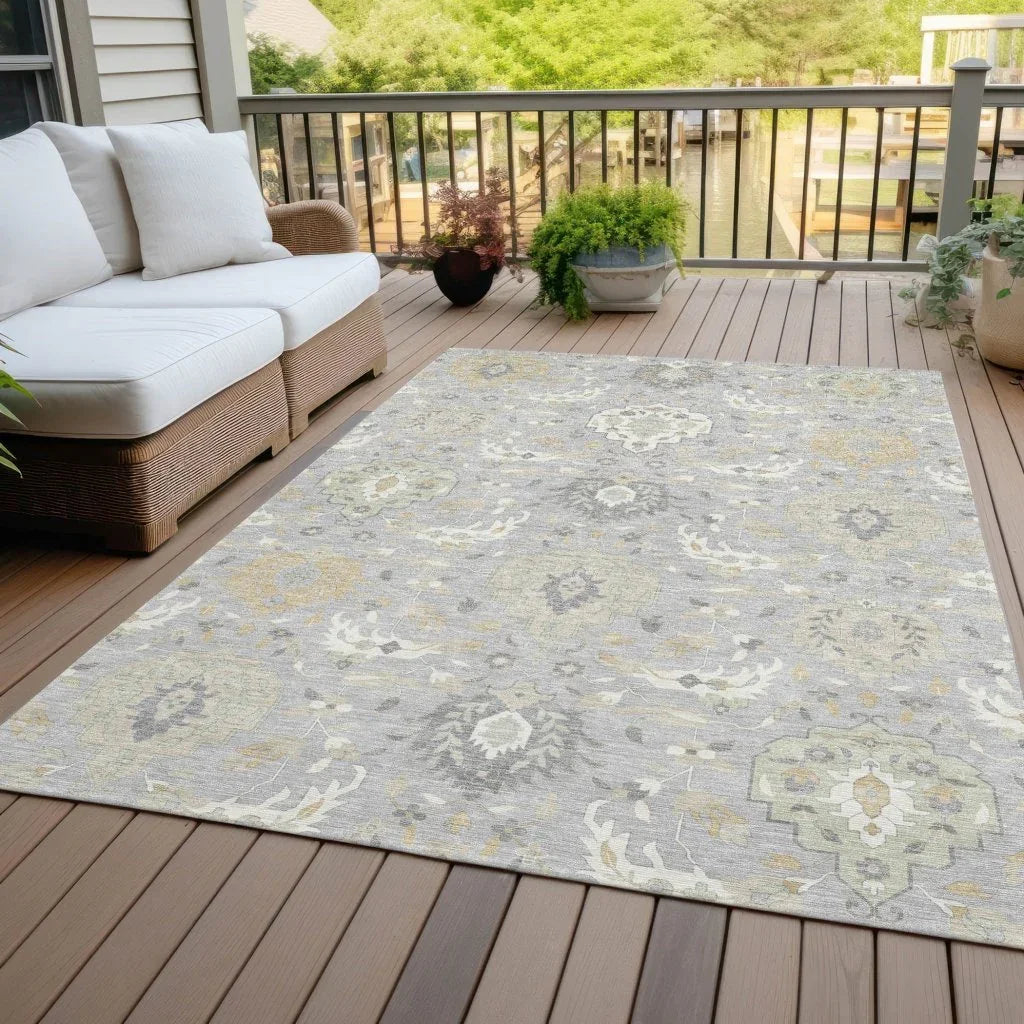 Ilyara Gray Washable Indoor-Outdoor Rug-Outdoor Rugs-LOOMLAN Rugs-LOOMLAN