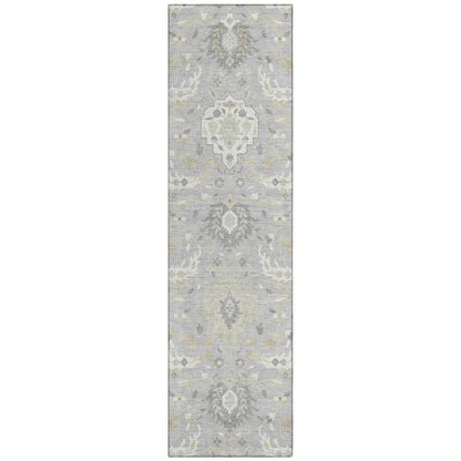 Ilyara Gray Washable Indoor-Outdoor Rug-Outdoor Rugs-LOOMLAN Rugs-2'3" x 7'6"-LOOMLAN