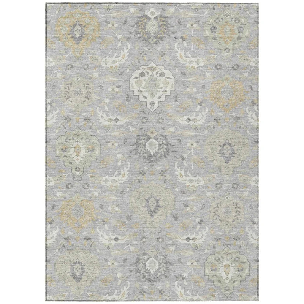 Ilyara Gray Washable Indoor-Outdoor Rug-Outdoor Rugs-LOOMLAN Rugs-2'6" x 3'10"-LOOMLAN