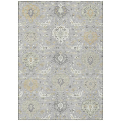 Ilyara Gray Washable Indoor-Outdoor Rug-Outdoor Rugs-LOOMLAN Rugs-2'6" x 3'10"-LOOMLAN
