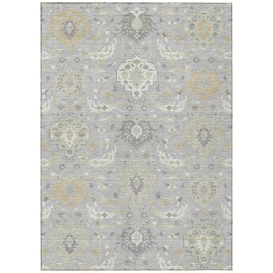 Ilyara Gray Washable Indoor-Outdoor Rug-Outdoor Rugs-LOOMLAN Rugs-2'6" x 3'10"-LOOMLAN
