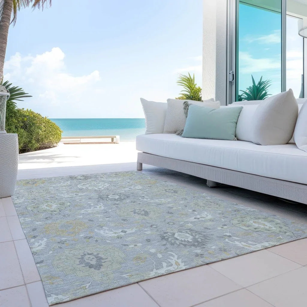 Ilyara Gray Washable Indoor-Outdoor Rug-Outdoor Rugs-LOOMLAN Rugs-LOOMLAN