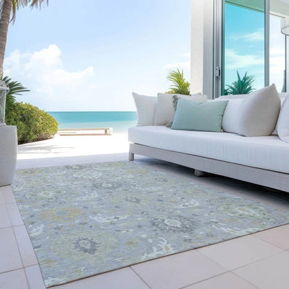 Ilyara Gray Washable Indoor-Outdoor Rug-Outdoor Rugs-LOOMLAN Rugs-LOOMLAN