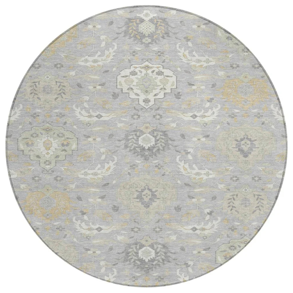 Ilyara Gray Washable Indoor-Outdoor Rug-Outdoor Rugs-LOOMLAN Rugs-8' x 8'-LOOMLAN