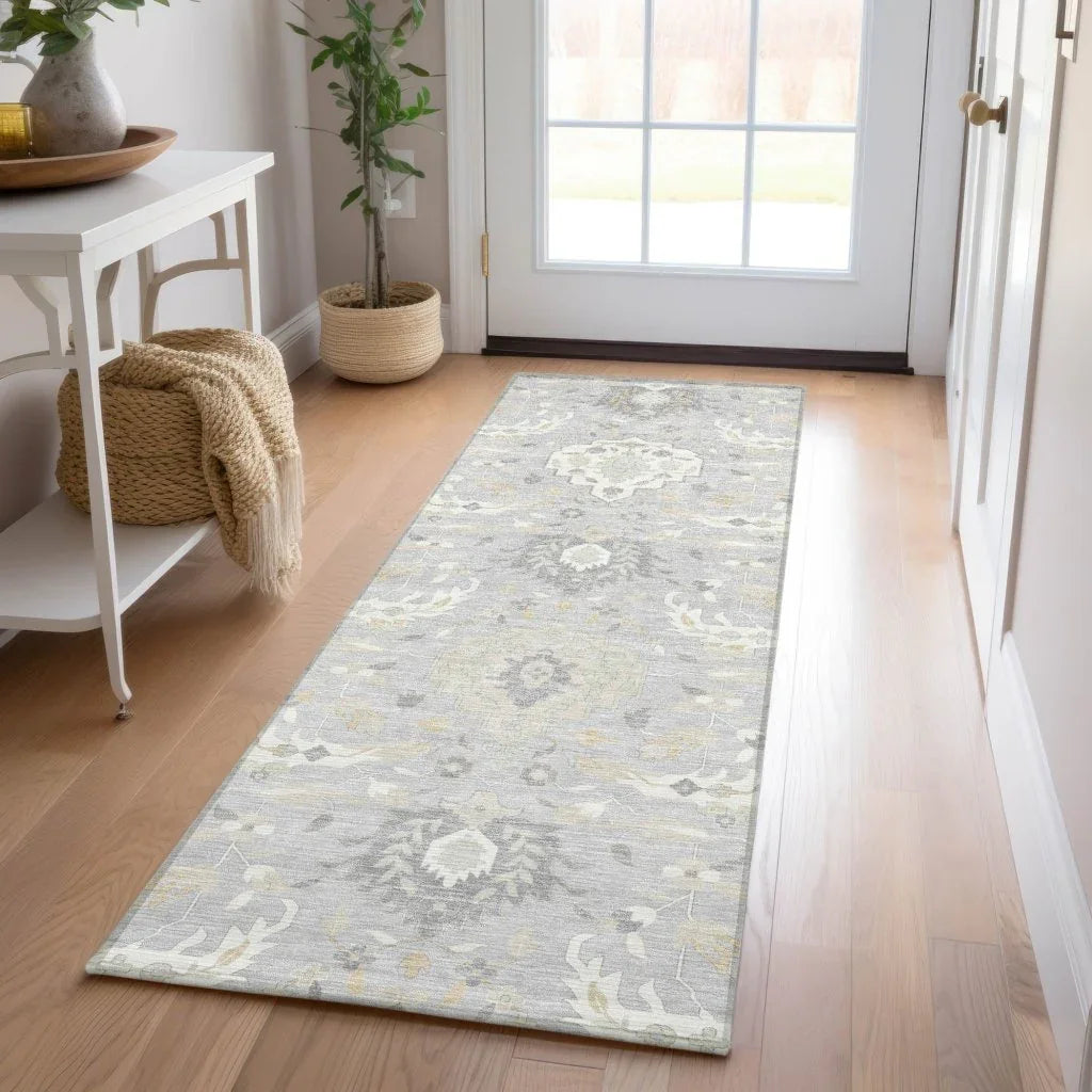 Ilyara Gray Washable Indoor-Outdoor Rug-Outdoor Rugs-LOOMLAN Rugs-LOOMLAN