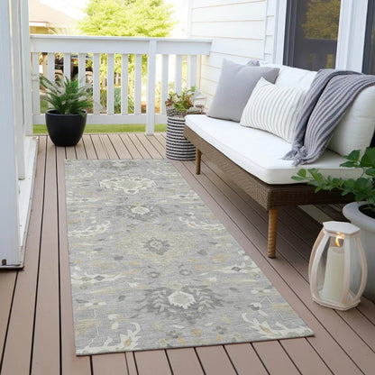 Ilyara Gray Washable Indoor-Outdoor Rug-Outdoor Rugs-LOOMLAN Rugs-LOOMLAN