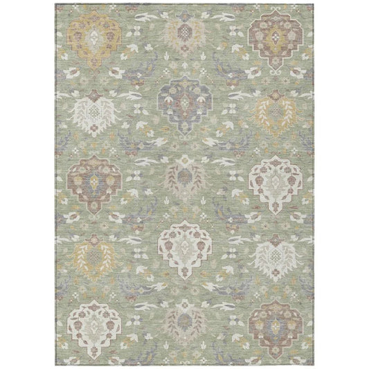 Ilyara Green Washable Indoor-Outdoor Rug-Outdoor Rugs-LOOMLAN Rugs-2'6" x 3'10"-LOOMLAN