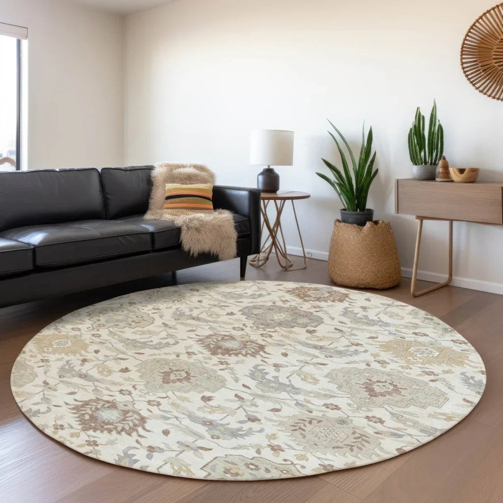 Ilyara Ivory Washable Indoor-Outdoor Rug-Outdoor Rugs-LOOMLAN Rugs-LOOMLAN