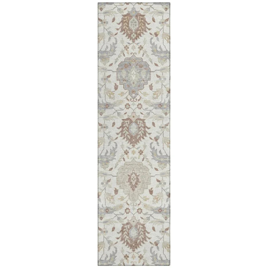 Ilyara Ivory Washable Indoor-Outdoor Rug-Outdoor Rugs-LOOMLAN Rugs-2'3" x 7'6"-LOOMLAN