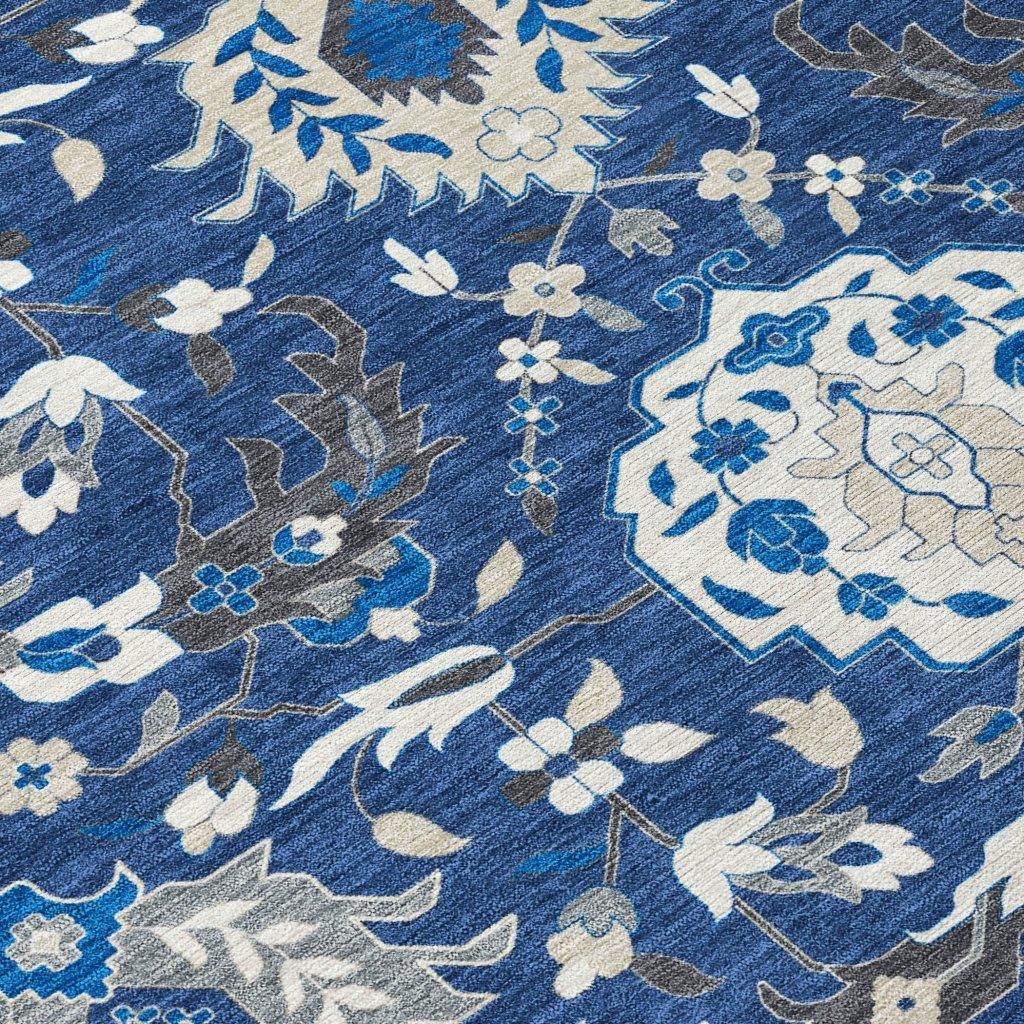 Ilyara Navy Washable Indoor-Outdoor Rug-Outdoor Rugs-LOOMLAN Rugs-LOOMLAN