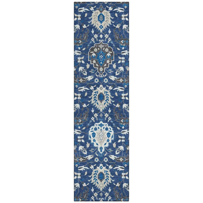 Ilyara Navy Washable Indoor-Outdoor Rug-Outdoor Rugs-LOOMLAN Rugs-2'3" x 7'6"-LOOMLAN