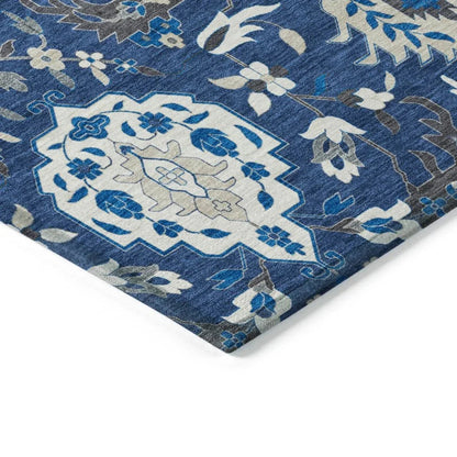 Ilyara Navy Washable Indoor-Outdoor Rug-Outdoor Rugs-LOOMLAN Rugs-LOOMLAN