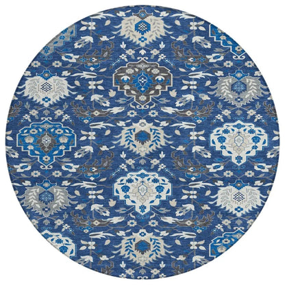 Ilyara Navy Washable Indoor-Outdoor Rug-Outdoor Rugs-LOOMLAN Rugs-8' x 8'-LOOMLAN