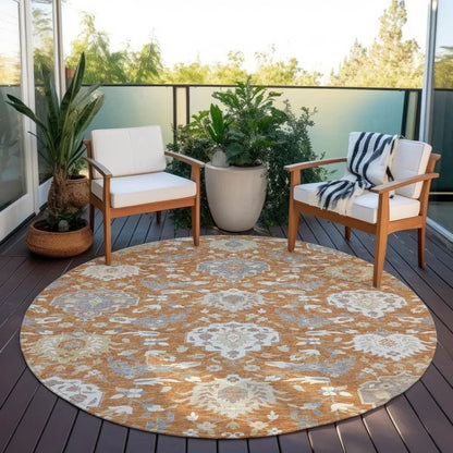 Ilyara Orange Washable Indoor-Outdoor Rug-Outdoor Rugs-LOOMLAN Rugs-LOOMLAN