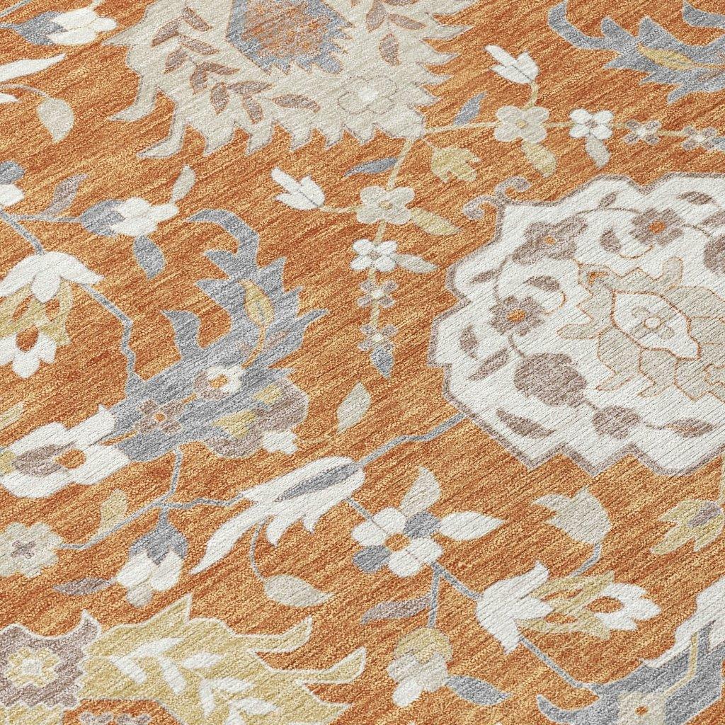 Ilyara Orange Washable Indoor-Outdoor Rug-Outdoor Rugs-LOOMLAN Rugs-LOOMLAN