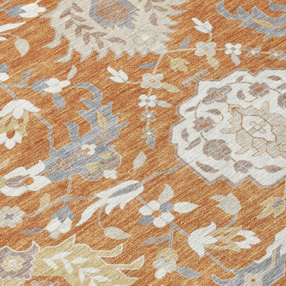 Ilyara Orange Washable Indoor-Outdoor Rug-Outdoor Rugs-LOOMLAN Rugs-LOOMLAN