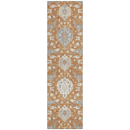 Ilyara Orange Washable Indoor-Outdoor Rug-Outdoor Rugs-LOOMLAN Rugs-2'3" x 7'6"-LOOMLAN