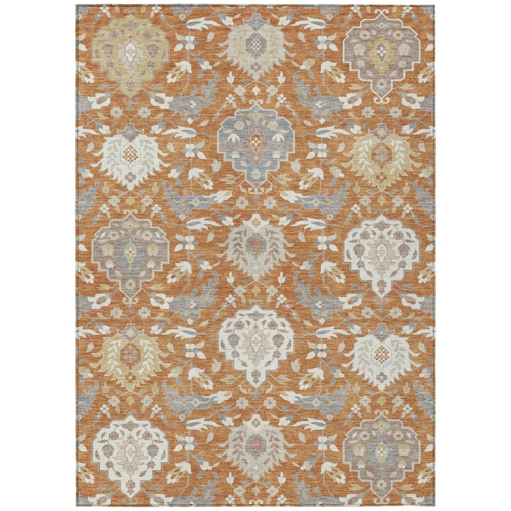 Ilyara Orange Washable Indoor-Outdoor Rug-Outdoor Rugs-LOOMLAN Rugs-2'6" x 3'10"-LOOMLAN