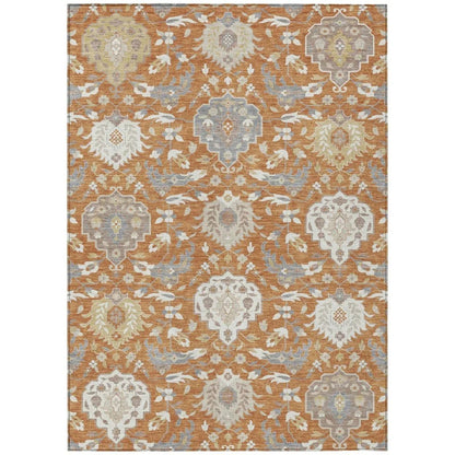 Ilyara Orange Washable Indoor-Outdoor Rug-Outdoor Rugs-LOOMLAN Rugs-2'6" x 3'10"-LOOMLAN