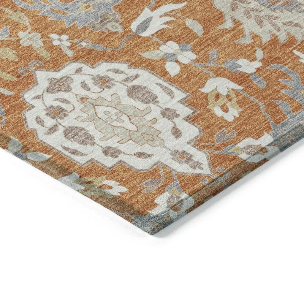 Ilyara Orange Washable Indoor-Outdoor Rug-Outdoor Rugs-LOOMLAN Rugs-LOOMLAN