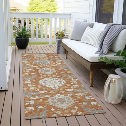 Ilyara Orange Washable Indoor-Outdoor Rug-Outdoor Rugs-LOOMLAN Rugs-LOOMLAN