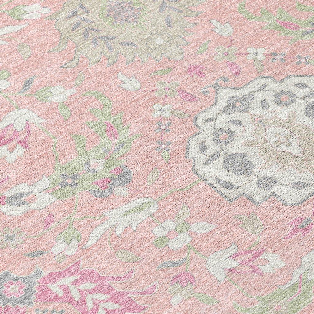 Ilyara Pink Washable Indoor-Outdoor Rug-Outdoor Rugs-LOOMLAN Rugs-LOOMLAN